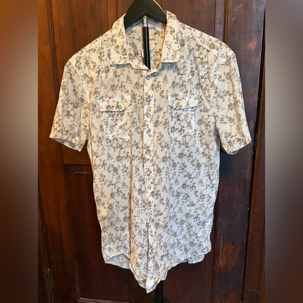 Diesel Floral Print Casual Shirt - Cream and Brown